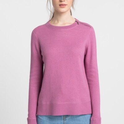 Hot Kinross Cashmere Shoulder Zip Crew