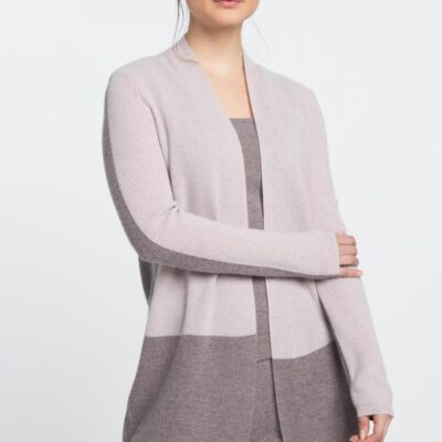 Clearance  Kinross Cashmere Rib Colorblock Cardigan