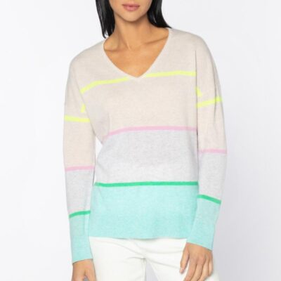 Clearance  Kinross Cashmere Striped Easy Vee