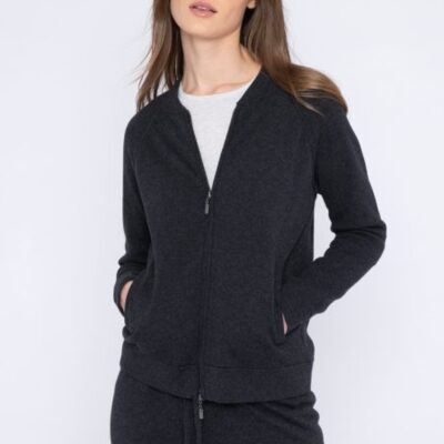 Clearance  Kinross Cashmere Baseball Zip Cardigan