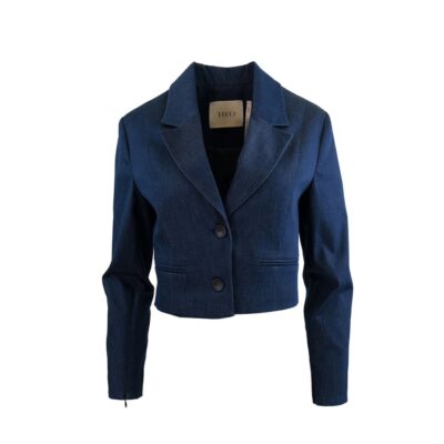 New THEO The Label Demeter Cropped Denim Blazer