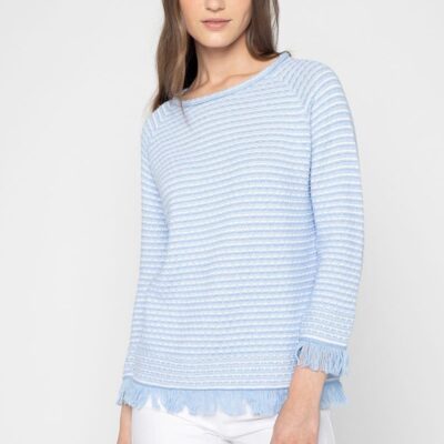 Best Kinross Cashmere Textured Fringe Pullover