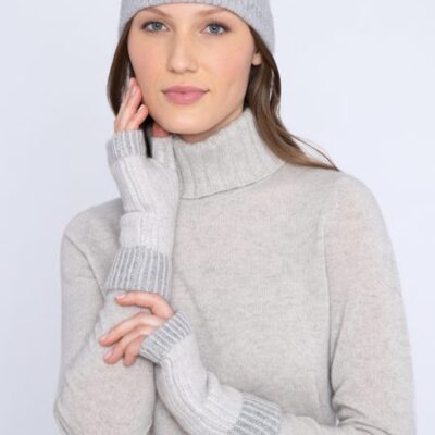 New Kinross Cashmere Plaited Colorblock Hat