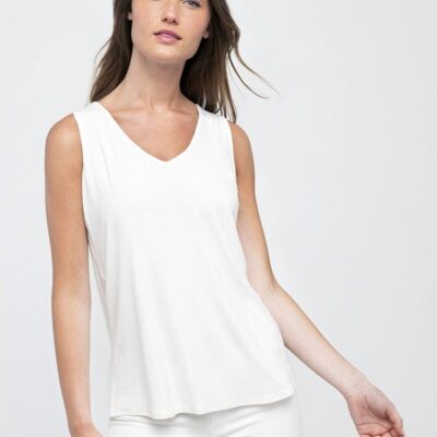 New Kinross Cashmere Bamboo Hi Low Vee Tank