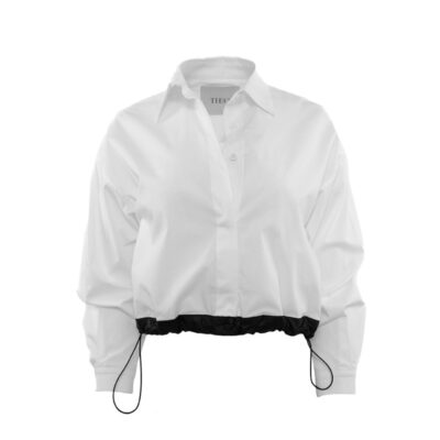 New THEO The Label Echo Cropped Shirt White