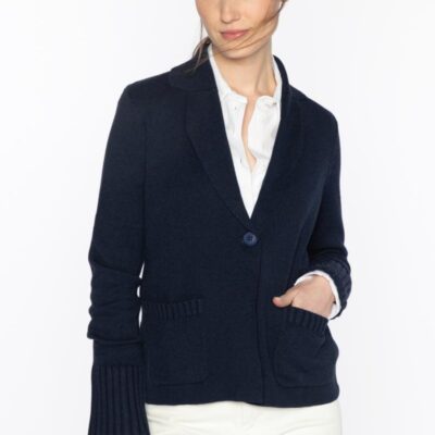 Clearance  Kinross Cashmere Rib Trim Notch Collar Cardigan