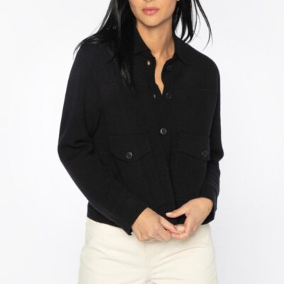 Wholesale Kinross Cashmere Doubleknit Crop Shacket