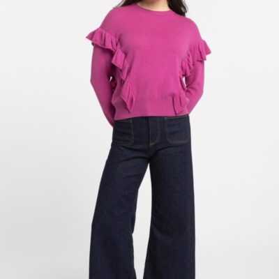 Online Kinross Cashmere Ruffle Trim Crew