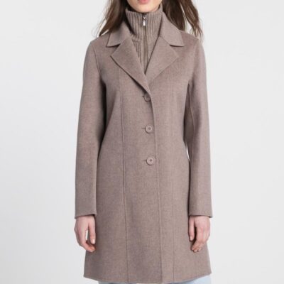 New Kinross Cashmere Knit Insert Notch Collar Coat