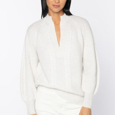 Clearance  Kinross Cashmere Cable Splitneck Crew