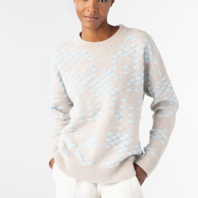 Clearance  Kinross Cashmere Loop Stitch Crew Agate