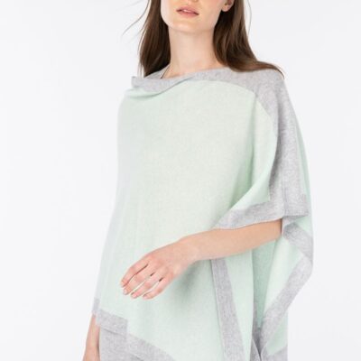 Clearance  Kinross Cashmere Contrast Trim Poncho