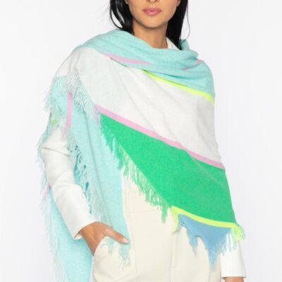 Clearance  Kinross Cashmere Striped Fringe Triangle Wrap