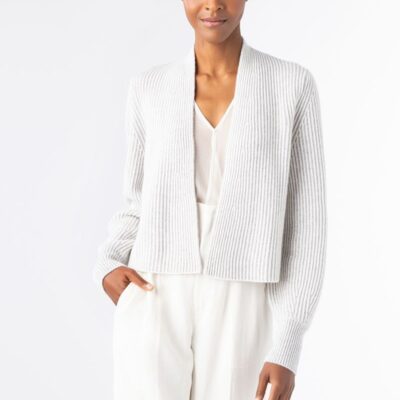 New Kinross Cashmere Plaited Crop Cardigan