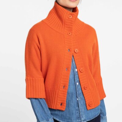 Best Kinross Cashmere Crop Cowl Cardigan