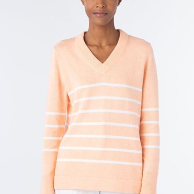 Online Kinross Cashmere Stripe Vee