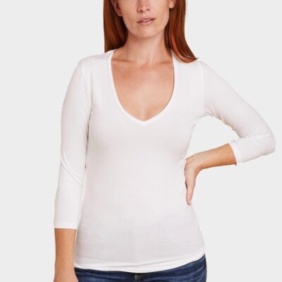 Hot Majestic Filatures Soft Touch 3/4 Sleeve V-Neck T-Shirt