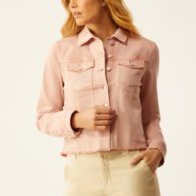 Best Ecru Specialty Store Jean Jacket With Fray Hem – Dusty Rose