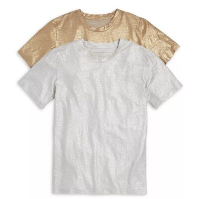 New Majestic Filatures Stretch Linen Metallic 2Pc Short Sleeve T-Shirt Gift Pack Metallic Present