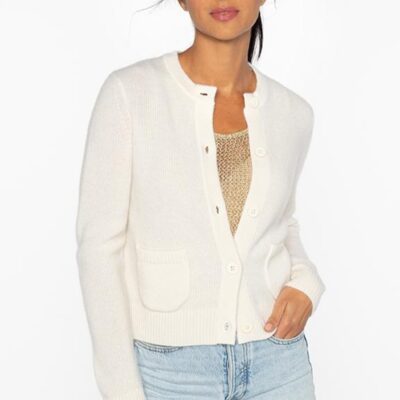 New Kinross Cashmere Rib Button Cardigan