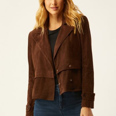 Online Ecru Specialty Store Suede Short Trench