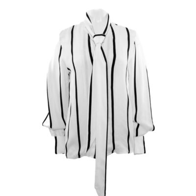 Hot THEO The Label Delia Tie-Front Blouse Ivory/Black