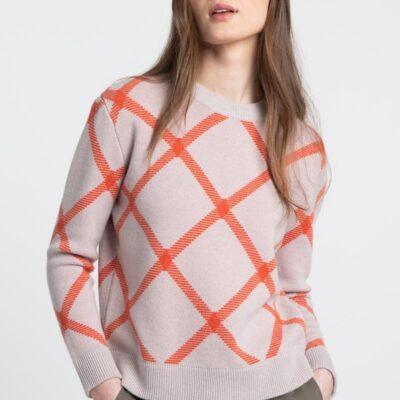 Wholesale Kinross Cashmere Reversible Bias Plaid Crew