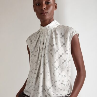 Clearance  Judith & Charles Chinon Blouse Off White/Black