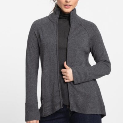 Online Kinross Cashmere Sporty Zip Mock Cardigan